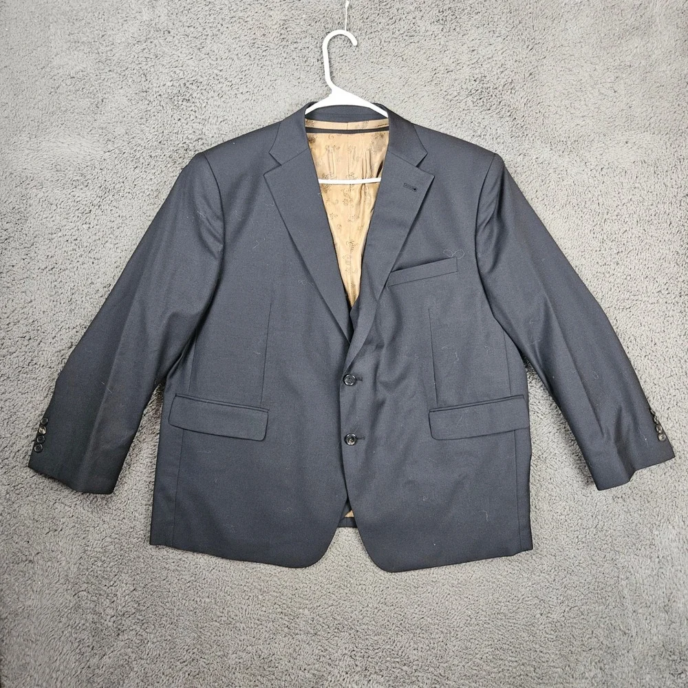 Zeglio 50 Mens Black 2 Piece Suit Jacket and Vest Gold Paisley Lining